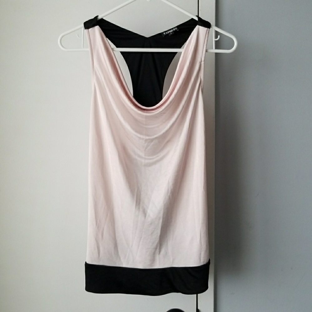 Polyester pink and black tank